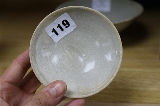 A Chinese Song Qingbai bowl and a Ding type bowl 17cm diam
